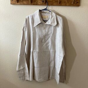 Inserch Big & Tall Men Casual Beige Button Down Shirt